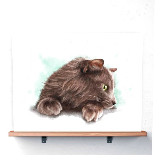 LoLo-ology Nebelung Cat Watercolor Print | Norwegian Forest Cat