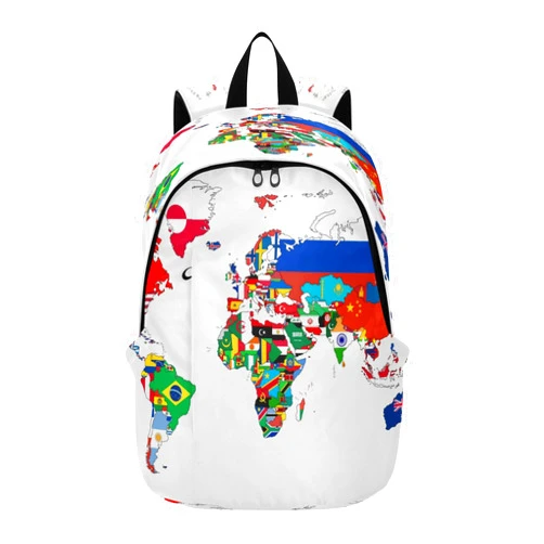 Bolaz Travel Backpack Laptop Backpack College Computer Bag Gift National Flag World Map for Men & Women