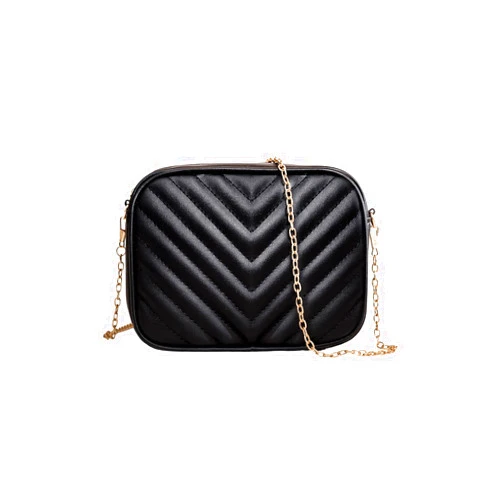 WDIRARA Women's Chevron Quilted Mini Square Chain Bag Zipper Closure Clutch Crossbody Handbag