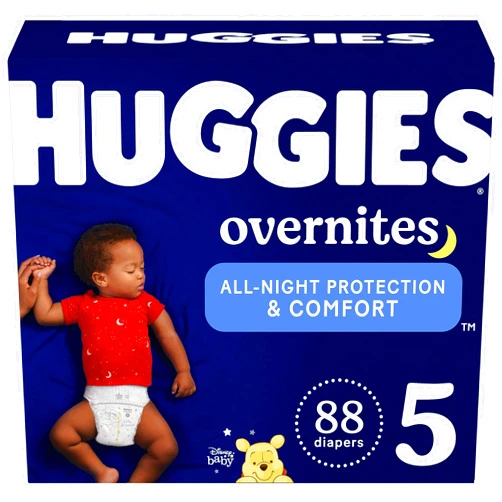 Huggies Size 5 Overnites Baby Diapers: Overnight Diapers, Size 5 (27+ lbs), 88 Ct