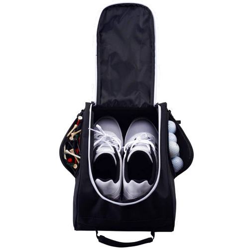 Athletico Golf Shoe Bag - Zippered Shoe Carrier Bags With Ventilation & Outside Pocket for Socks, Tees, etc. Perfect Storage (Black)