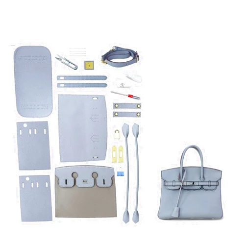 HRNGONCE DIY Full-Grain Leather Crossbody Bag Kit, Personalized Designer Handbag for Women, Perfect Holiday Gift, Handmade Shoulder Bag Sewing Kit for Ladies. (Blue)