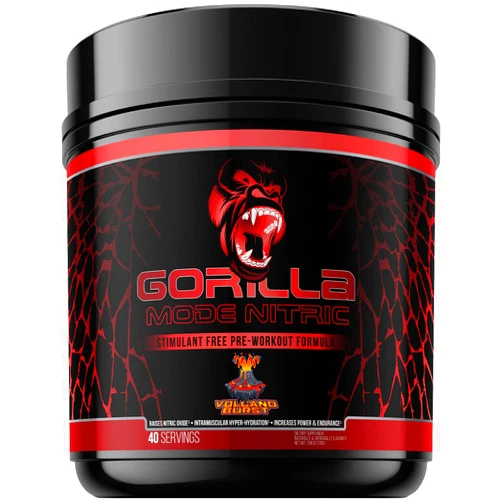 Gorilla Mind Gorilla Mode Nitric Stimulant Free Pre-Workout – Best Tasting and Most Effective Massive Pumps · Vasodilation · Power / 720 Grams (Volcano Burst)