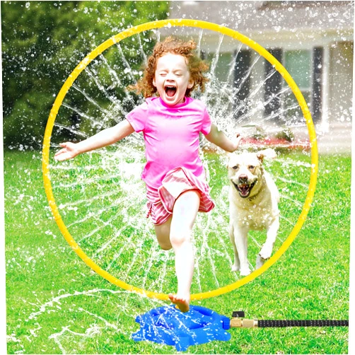 Basytodio Toddler Water Sprinkler with Roating Spray Nozzles Attaches to Garden Hose Kids Sprinklers Outdoor Toys 1-3 2-4 Summer Outside Backyard Games Fun Water Play Toys for Kids Ages 3-5 4-8 Boys Girls Gift