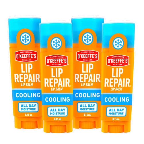 O'Keeffe's Lip Repair Lip Balm With Cooling Relief for Dry, Cracked Lips - Stick (4 Pack) - Moisturizer for Very Dry Lips