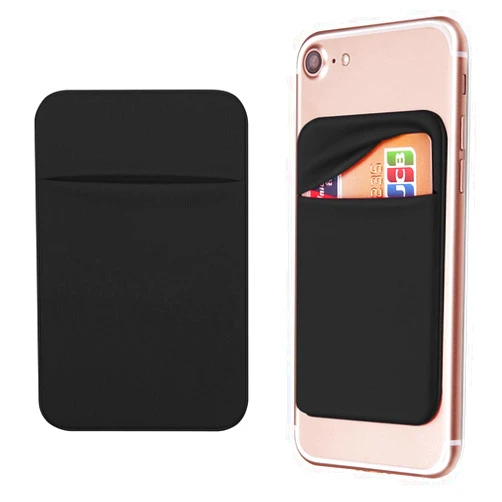 OBVIS Cell Phone Pocket Self Adhesive Card Holder Stick On Wallet Sleeve with Adhesive RFID Card ID Credit Card ATM Card Holder for iPhone Android 2 PACK BLACK