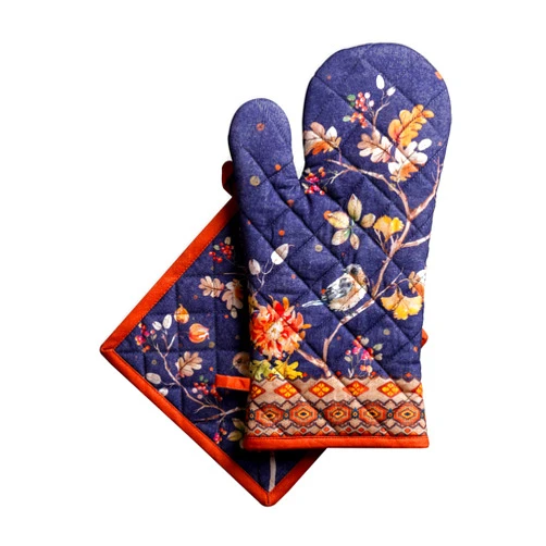 Maison d' Hermine Oven Mitt + Pot Holder 100% Cotton Heat Resistant Kitchen Oven Mitt (7.5