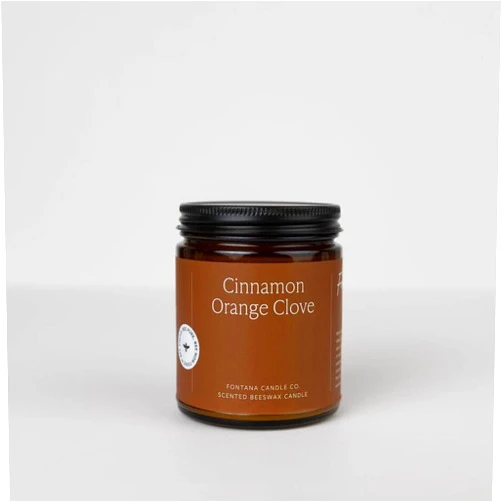 FONTANA CANDLE CO. Fontana Candle Company - Cinnamon Orange Clove | Lightly Scented Candle | Made from Beeswax and Coconut Oil | Essential Oil | Wood Wick | Long Lasting | Clean Burn and Non Toxic