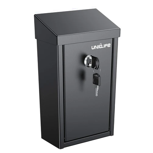 Uniclife Metal Donation Box Wall Mounted Mailbox with Top Slot, Collection Box with Key Lock, Safe Suggestion Box, Key Drop Box for Outside, Steel Cash Drop Box for Home Office and Business