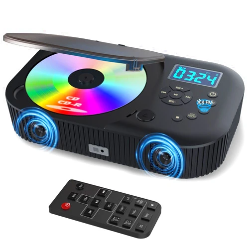 MONODEAL CD Player Portable,MONODEAL Dual Stereo Speakers Portable CD Player with Bluetooth Speakers, 4000mAh Rechargeable CD Player Bluetooth for Car/Home with Remote Control,Support USB/AUX,Headphone Jack