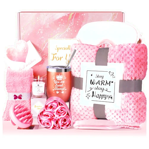 LIVEHITOP Birthday Gifts for Women, Get Well Soon Baskets for Women, Care Package Spa Gift Box with Flannel Blanket and Cozy Socks, Unique Gifts for Her Mom Best Friends Sister Wife Girlfriend Teacher