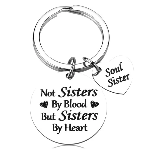 iWenSheng Friendship Gifts for Women Sister - Not Sister By Blood But Sisters By Heart Keychain, Birthday Gifts for Best Friend BFF Jewelry