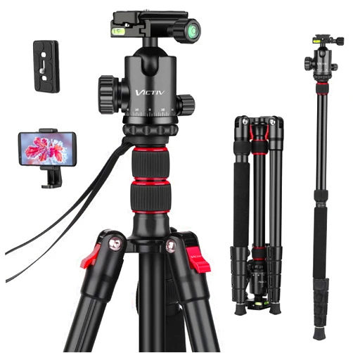 Victiv Tripod for Camera, Victiv 81 inch Professional Camera Tripod Monopod, Tall DSLR Tripod Heavy Duty, Aluminium Compact Travel Tripod with Phone Mount, Compatible with Canon Nikon Sony