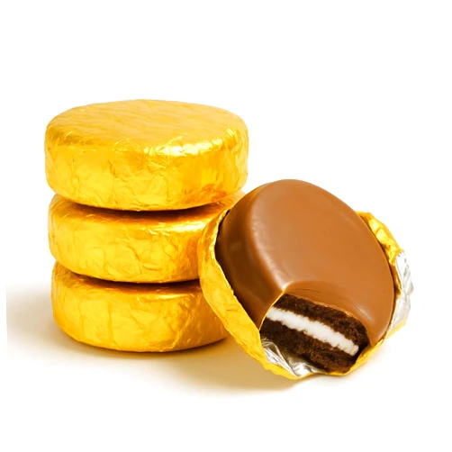 The Brittle Box Candy Co. Chocolate Covered Sandwich Cookies 50 Count Individually Wrapped in Gold Foil Premium Hand-Dipped Bulk Pack for Gifts, Weddings, Events & Corporate Baskets