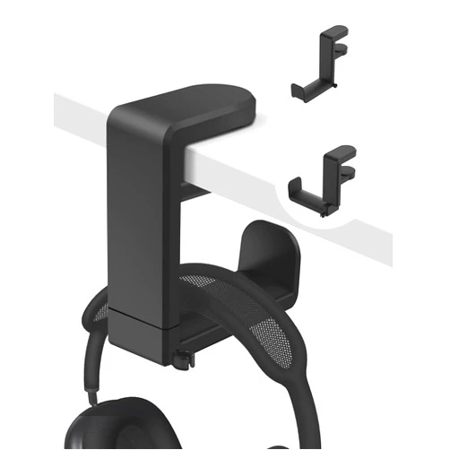 Celerion Headphone Hook - Under Desk Headphone Holder with 360-Degree Adjustable Rotation, Black
