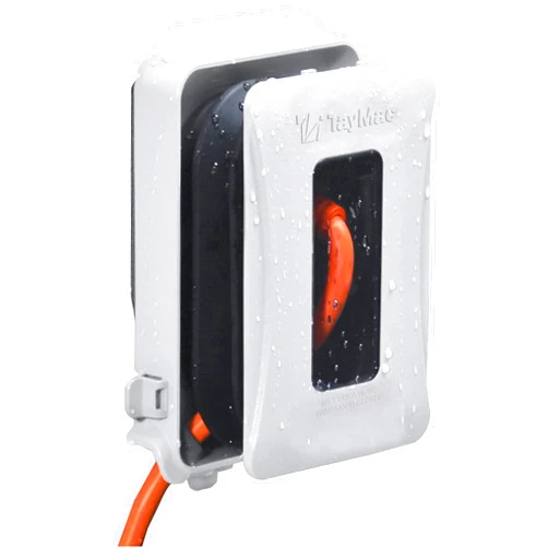 TayMac ML450W White Polycarbonate 1-Gang Weatherproof In-Use Expandable Electrical Outlet Cover for Home Improvement, 1-in. to 3-in. Deep Outdoor Outlet Cover for Electrical Box, NEMA 3R