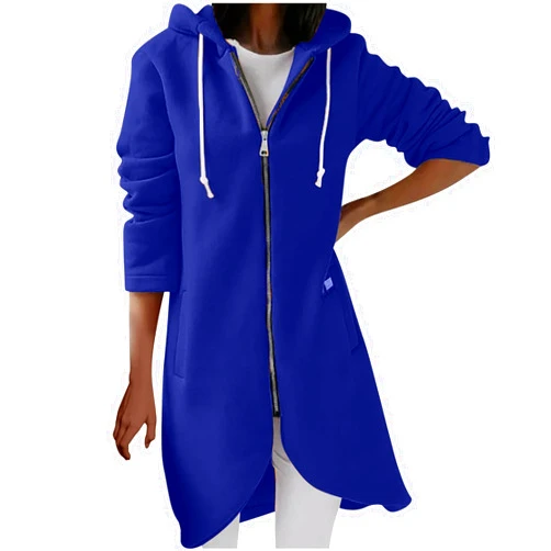 Ceboyel Women Zip Up Hoodies Zipper Long Hooded Jackets Solid Casual Tunic Sweatshirt Trendy Winter Outfits Clothes 2023