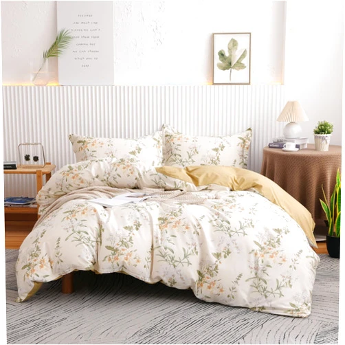 OAITE Duvet Cover Set Queen Size Floral Pattern 600 Thread Count Ultra Soft 100% Long Staple Cotton Duvet Cover Sets 3-PC, Breathable Duvet Cover with Zipper Closure & Corner Ties