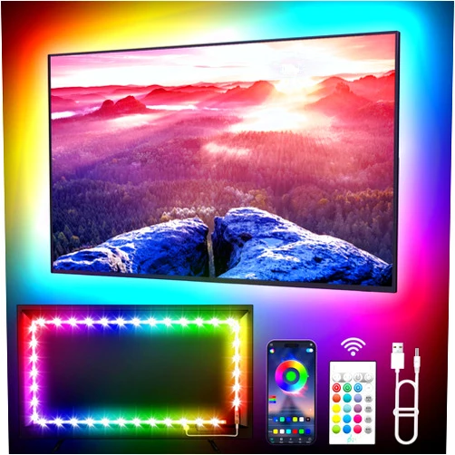 KANTUTOE LED Lights for TV, 23ft Backlights for 75-100in TV, RGB Backlight with Music Sync Bluetooth APP and Remote Control, USB Powered LED Strip for Bedroom Home Decor