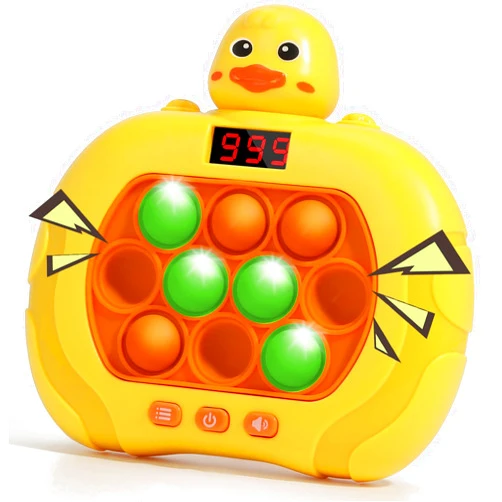 Olloiig Pop Fidget Kids Games Toy, Fast Push Bubble Game with LED Screen for Kids 3-12, Handheld Quick Push Game, Autism Sensory Toys, Birthday Xmas Gifts for Boys, Girls, Adults (Duck)