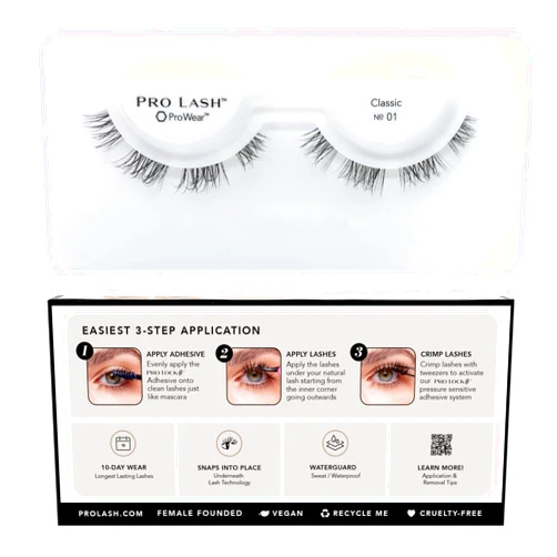 Pro Lash ProWear Professionally Styled Lash Clusters - Easiest to Apply Eyelash Cluster - 10 Day Eyelashes - Waterproof Lashes Clusters - Single Set - Classic No. 01 - Black