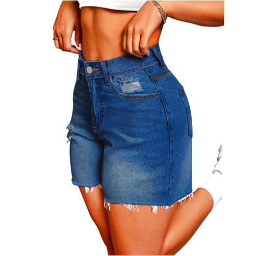 IWD Jean Shorts for Women High Waisted Stretchy Casual Denim Shorts Ripped Frayed Hem Summer Trendy Jorts