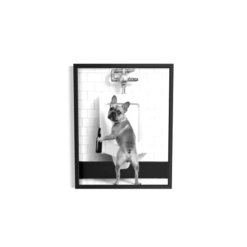 Ajsupplydecor French Bulldog Funny Poster Art Print, Restroom Humor Man Cave Gift Dog Pet Animal Lover Wall Art Painting Decor Nature B97 (French Bulldog Funny, 24