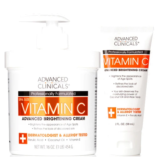 Advanced Clinicals Vitamin C Cream Face Lotion & Body Lotion Moisturizer | Anti Aging Skin Care Firming & Brightening Cream For Women, Men, Uneven Skin Tone, Wrinkles, & Dark Spots, W/Travel Size