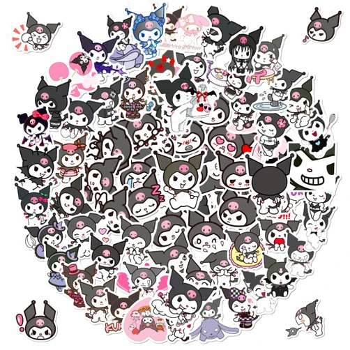 YONGAI 100Pcs Kawaii Kuromi Sticker for Kids, Cute Kuromi Cartoon Waterproof Vinyl Decal for Teen Girl Water Bottle Skateboard Notebook Phone Guitar Bike