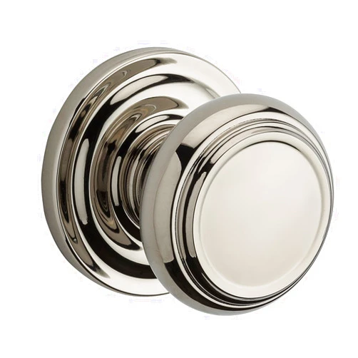 Baldwin PV.TRA.TRR Traditional Privacy Knobset with Traditional Round Rose, Polished Nickel