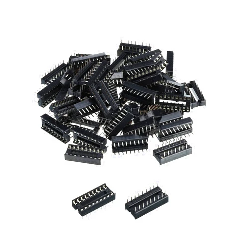MECCANIXITY DIP IC Chip Socket Adapter Flat Pin 18P 2.54mm Pitch IC Socket for PCB Board Chip, 50 Pack
