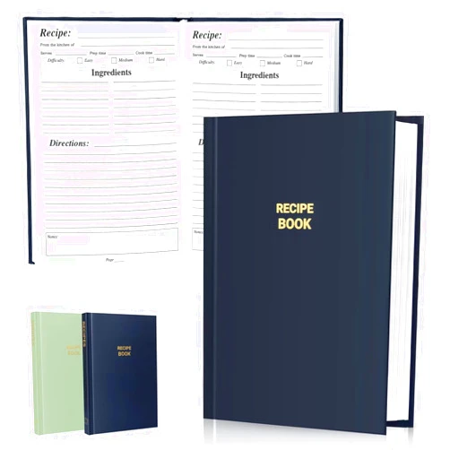 Serrenf Perfect Blank Recipe book - Recipe Book to Write In Your Own Recipes,Organize Your Recipes- Waterproof Cover and 186 Blank Pages Recipe Notebook (dark blue)