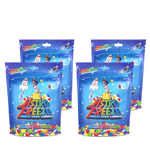 Astro Freeze Premium Freeze Dried Skittles - [4-pack] 18oz 1.13lb - Rainbow Space Rocks Freeze Dried Candy - Original Skittle Flavors = Lime, Strawberry, Grape, Orange, & Lemon