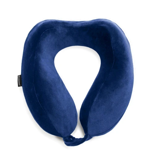 Brookstone Contoured Memory Foam Head and Neck Travel Pillow Ergonomic and Lightweight, Blue