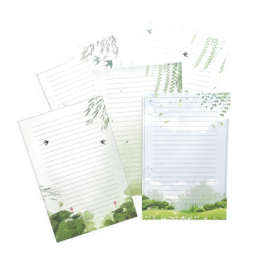 IMagicoo 50 Lined Writing Stationery Paper, Colorful Pretty Designs for Writing Letter, Notes, Invitations, Craft, 5 Different Style (11.7 x 8.26