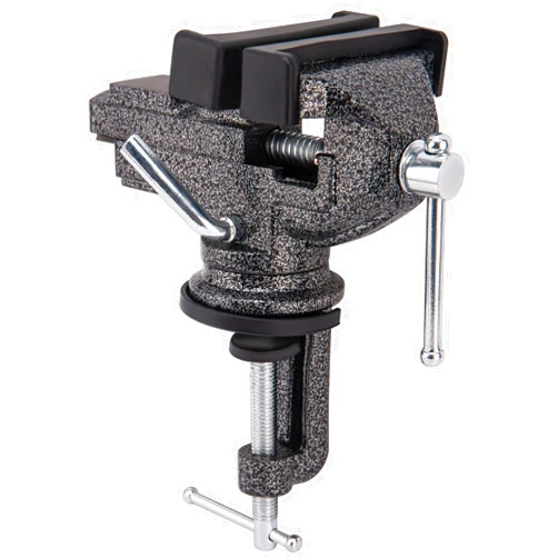 CMOOD Universal Table Vise 3 Inch, Home Vise Clamp-on Portable Bench Clamp, 360° Swivel Base Clamps Fixed Tool for Woodworking, Handcraft Creations, Metalworking, Cutting Conduit, Drilling, Sawing (Black)