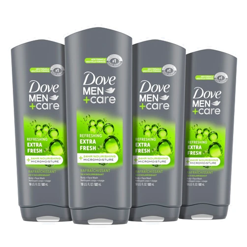 DOVE MEN + CARE Dove Men+Care Body Wash Extra Fresh 4 Count for Men's Skin Care Body Wash Effectively Washes Away Bacteria While Nourishing Your Skin 18 oz