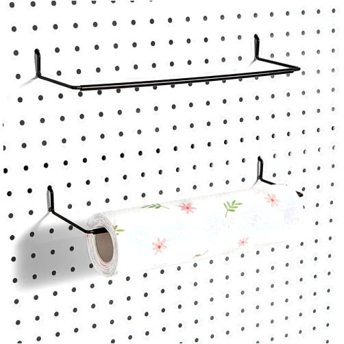 FRIMOONY Paper Towel Holder for Pegboard, Extendable, Fit Any Standard Pegboard, 2 Packs, Black