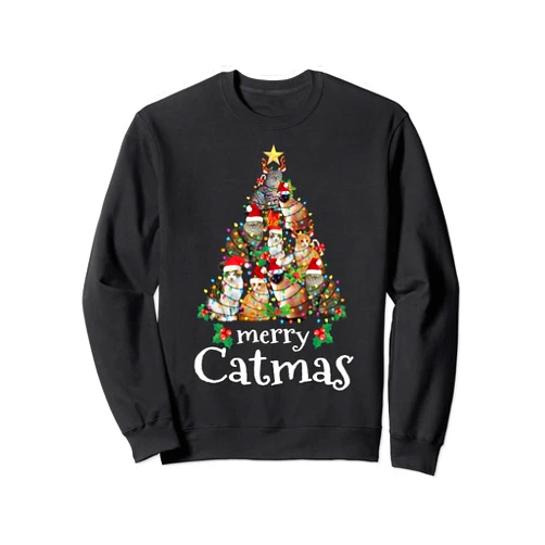 Cat Lover Christmas T-shirt Co Merry Catmas Funny Cat Mom Cat Dad Christmas Cat Sweatshirt