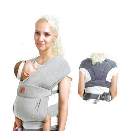 Vrbabies Ergonomic Baby Carrier for Newborns to Toddlers, Skin-Friendly and Soft Front Baby Carrier Wrap, Easy Breastfeeding, Lightweight and Breathable, Perfect Baby Shower Gifts (Light Grey)