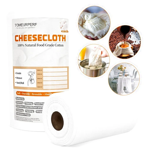 Tomeurperf 1 Roll Cheese Cloth for Straining 100% Natural Cotton Reusable Cheese Cloths for Cooking, Bleached Cheesecloth Table Runner for Wedding, Decoration, Polishing, Straining(1x100 Yard, Grade 10)