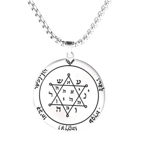 TEAMER Key of Solomon Seal Pendant Necklace Gold Stainless Steel Pentacle Talisman Wiccan Jewelry for Men Women