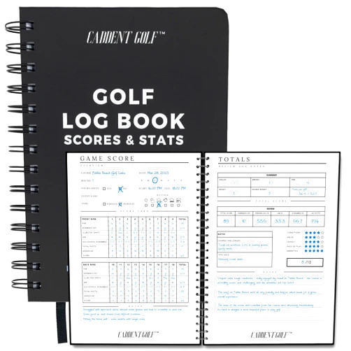 CADDENT GOLF Log Book - Wire-Bound Golf Notebook and Golf Scorecard Book - Golf Journal & Log Book - 150 Pages (Scorecard Book, Hardcover)