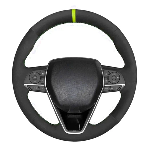 NSLFA Black Hand-Sewing Suede Car Steering Wheel Cover, for Toyota Camry Avalon Corona 2018-2019 Corolla 2018-2020 RAV4 2019