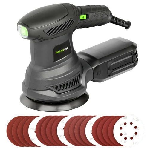 GALAX PRO 2.5A Random Orbit Sander, 300W Electric Orbital Sander with 6 Various Speeds 6000-13000RPM,4.9-Inch Palm Sander with 20PCS Sandpapers,1 dust canister,Fit for Woodworking, Sanding, Polishing…