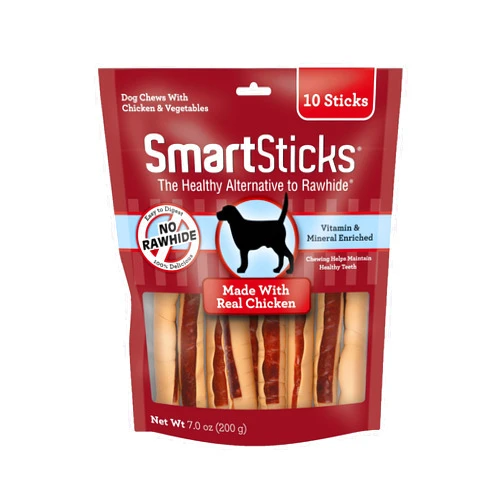 SmartBones SmartSticks, Treat Your Dog to a Rawhide-Free Chew Made With Real Chicken and Vegetables,10 sticks