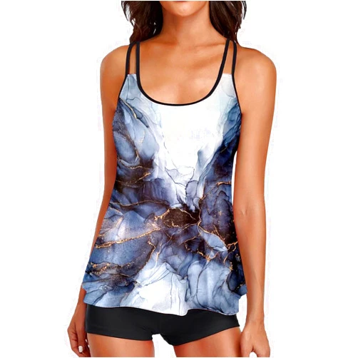 Generic Swimwear Control Flowy Tank Two with Boyshorts Piece Top Tummy Bathing for Women Suits Swimsuits Swimwears