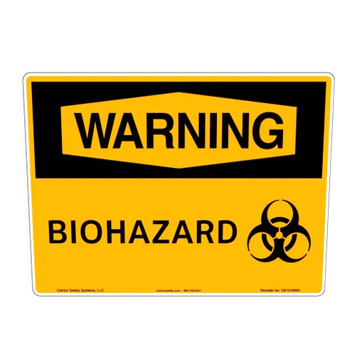 Clarion Safety Systems Warning Biohazard Sign (White Aluminum Material - 14