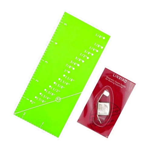 LINXIAO Seam Guide Ruler and Magnetic Seam Guide for Sewing Machine,1/8” to 2” Straight Line Hems Sewing Ruler of Sewing Products for Sewing Gauge, includes 1/4” Pivot Point and 45 Degree Trim Line