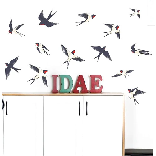 MEFOSS Flock of Birds Wall Decal Removable DIY Flying Sparrow Birds Wall Stickers Peel and Stick Wall Sticker Art Decor for Living Room Bedroom Playroom Office Classroom Window Decorations